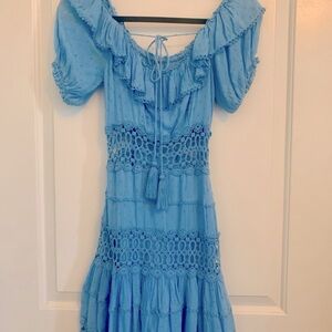 Free People Cornflower Blue lace cutout mini dress